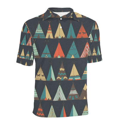 Tribal native american tent Aztec Men Polo Shirt