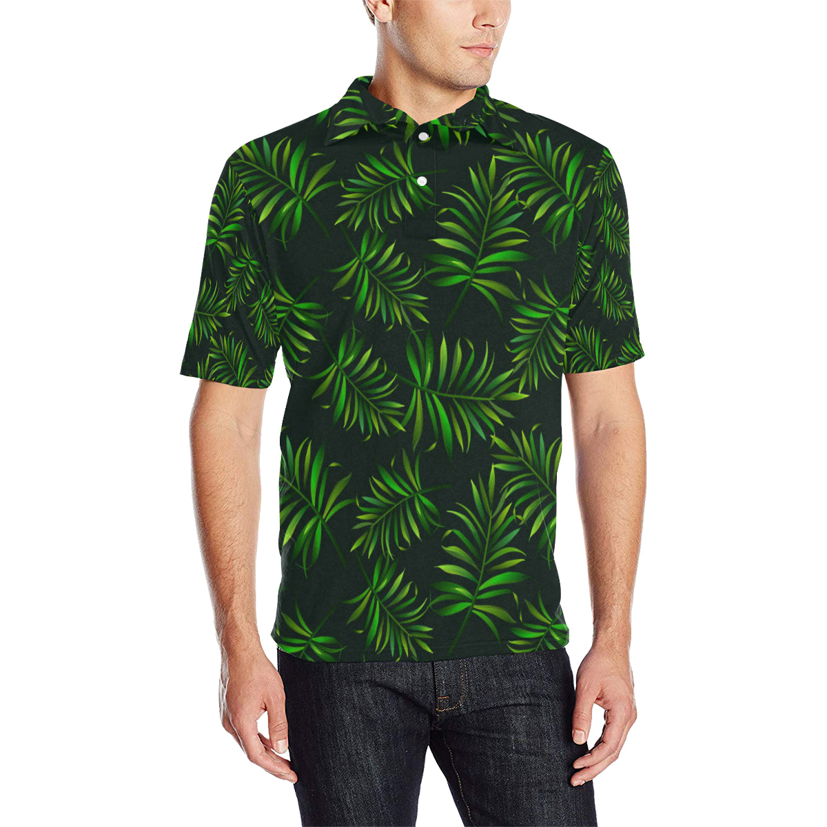 Rainforest Pattern Print Design RF03 Men Polo Shirt