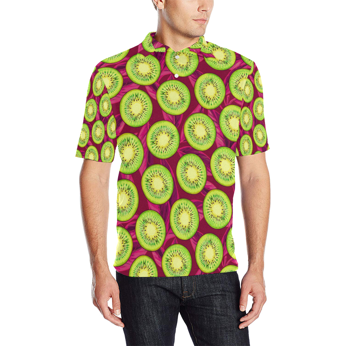 Kiwi Pattern Print Design KW05 Men Polo Shirt