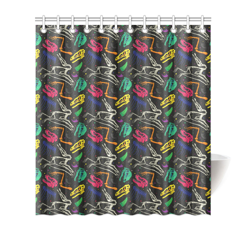 Dinosaur Skull Color Print Pattern Shower Curtain