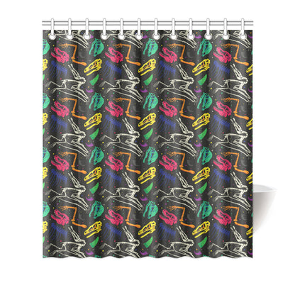 Dinosaur Skull Color Print Pattern Shower Curtain