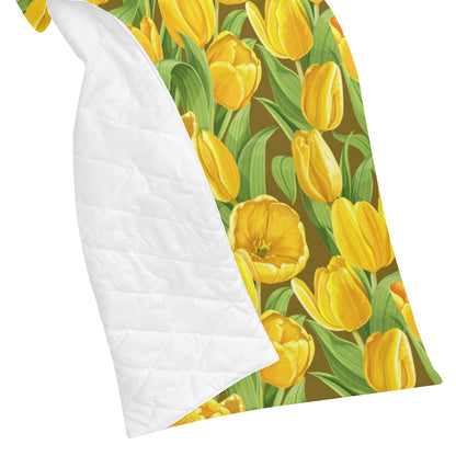Tulip Yellow Pattern Print Design TP010 Premium Quilt