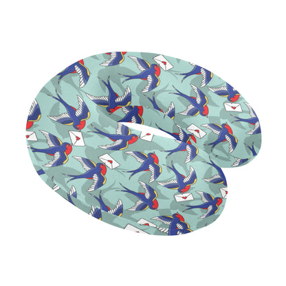 Swallow Bird Pattern Print Design 02 U-Shaped Travel Neck Pillow
