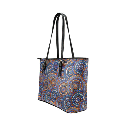 Mandala Boho Chic Design Print Leather Tote Bag