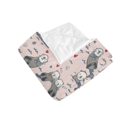 Sea Otter Pattern Print Design 02 Premium Quilt