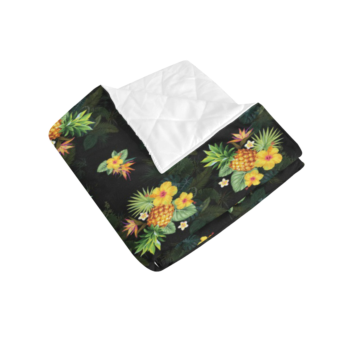 Pineapple Tropical Flower Print Pattern Premium Quilt
