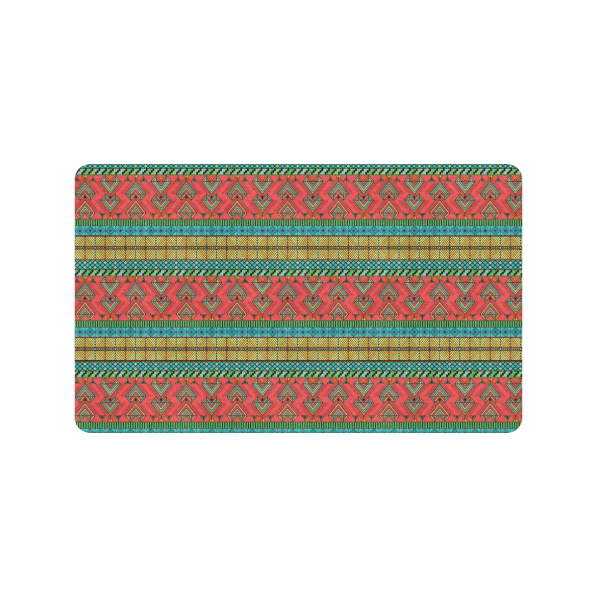 African Colorful Zigzag Print Pattern Rubber Doormat