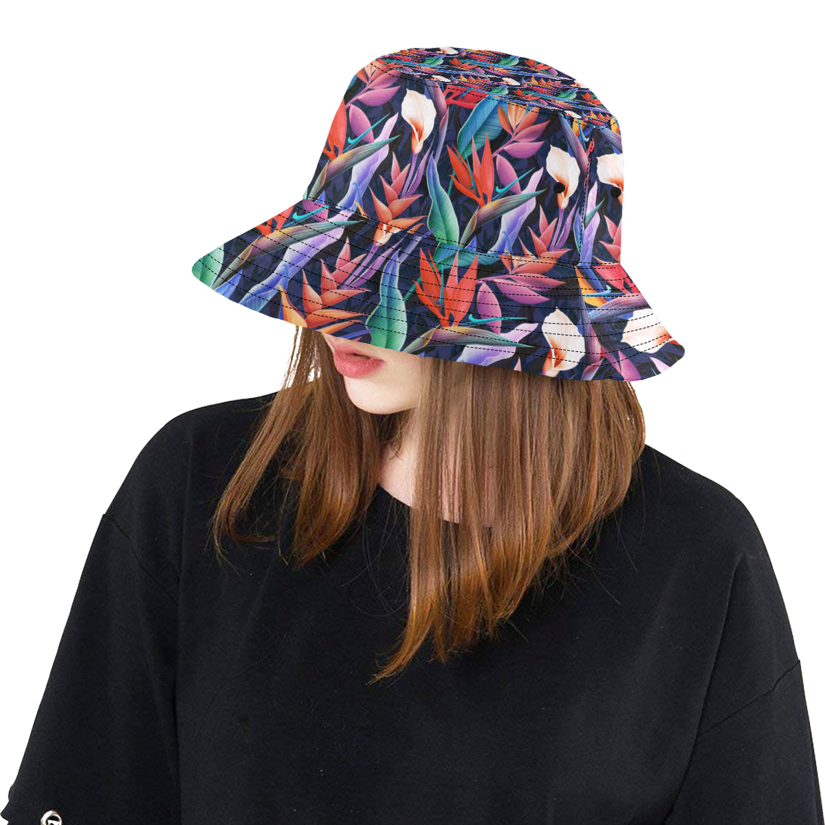 Tropical Flower Pattern Print Design TF023 Unisex Bucket Hat