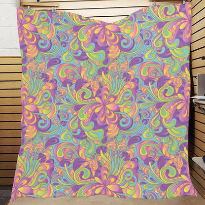 Psychedelic Mushroom Pattern Print Design A05 Premium Quilt