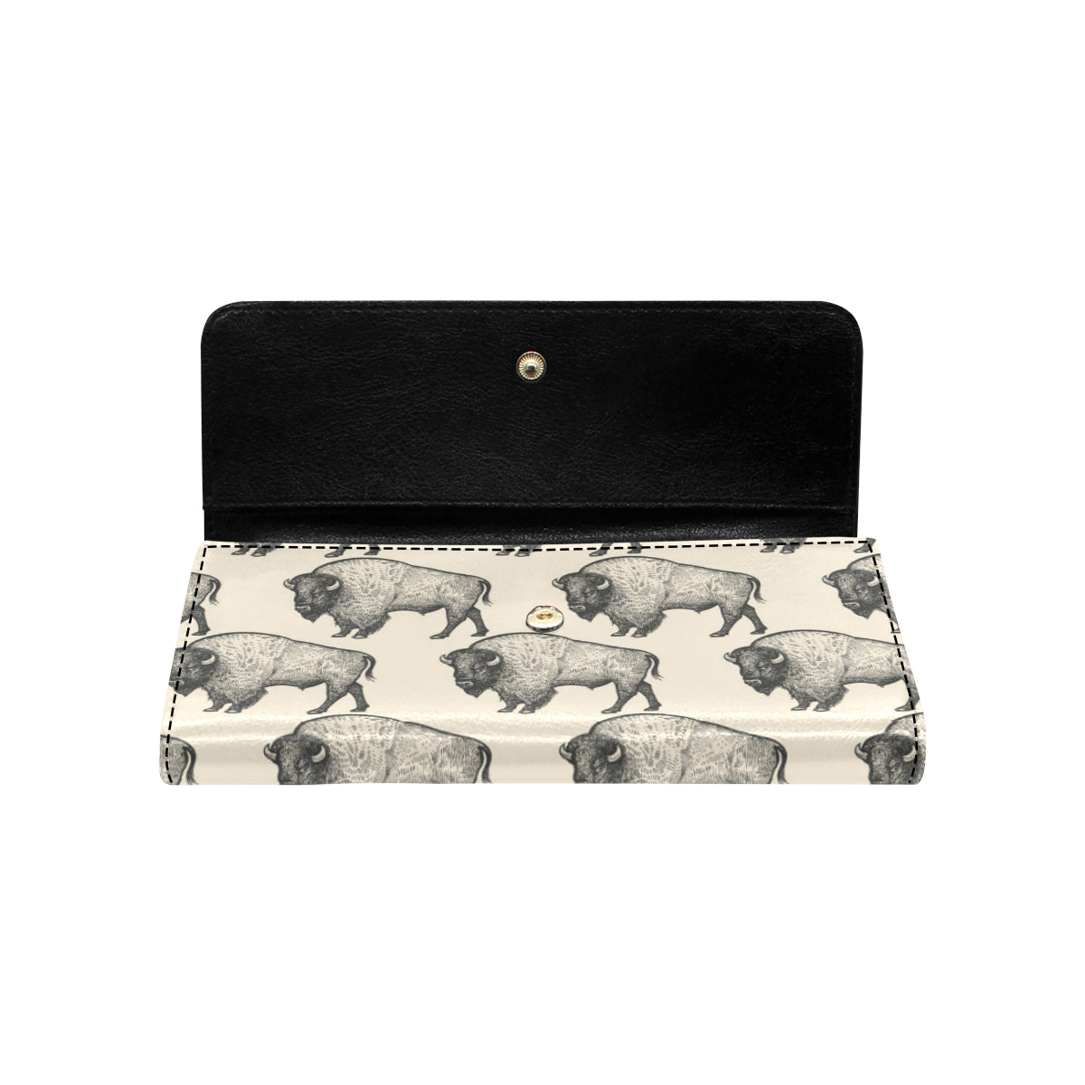 Bison Pattern Print Design 02 Women's Trifold Wallet