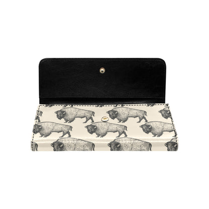 Bison Pattern Print Design 02 Women's Trifold Wallet