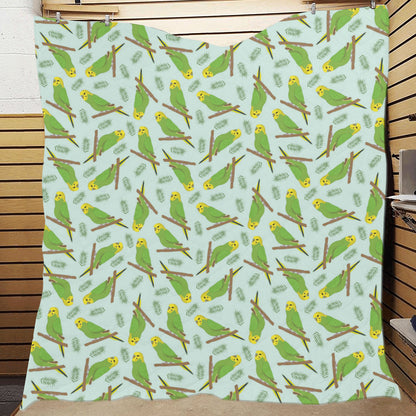 Budgerigar Pattern Print Design 04 Premium Quilt