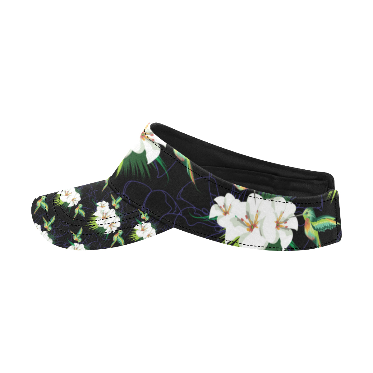 Hummingbird with Flower Pattern Print Design 03 Unisex Sun Visor