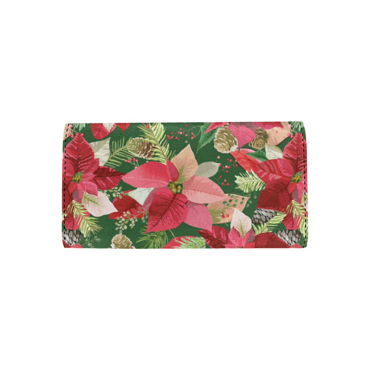 Poinsettia Pattern Print Design POT03 Women's Trifold Wallet