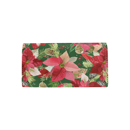 Poinsettia Pattern Print Design POT03 Women's Trifold Wallet