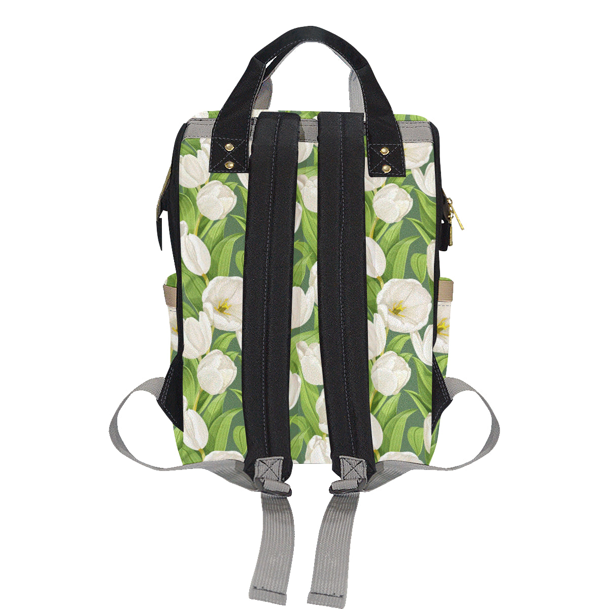 Tulip White Pattern Print Design TP05 Diaper Bag Backpack