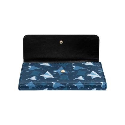 Manta Ray Pattern Print Design 02 Women's Trifold Wallet