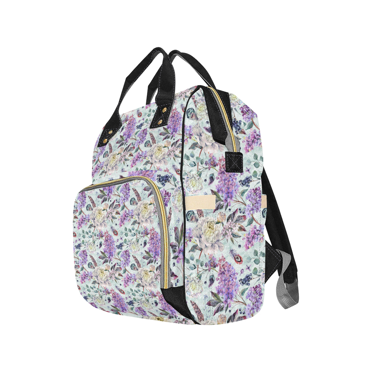 Lilac Pattern Print Design LI06 Diaper Bag Backpack