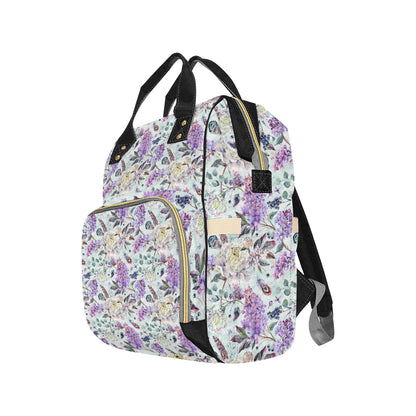 Lilac Pattern Print Design LI06 Diaper Bag Backpack