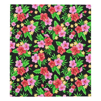 Pink Red Hibiscus Pattern Print Design HB023 Premium Quilt
