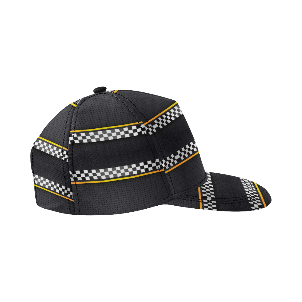 Checkered Flag Yellow Line Style Snapback Cap