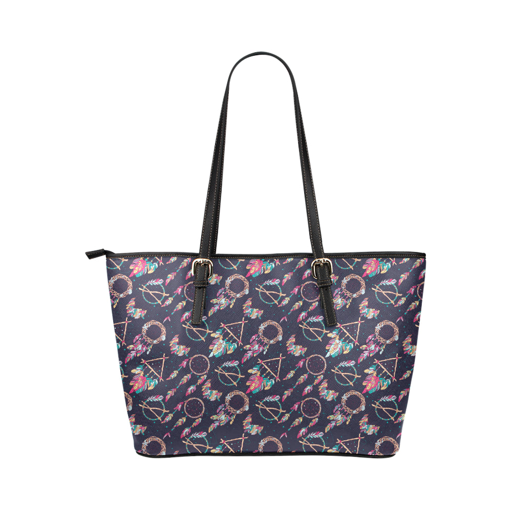 Boho Dream Catcher Colorful Leather Tote Bag