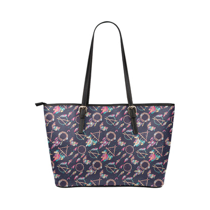 Boho Dream Catcher Colorful Leather Tote Bag