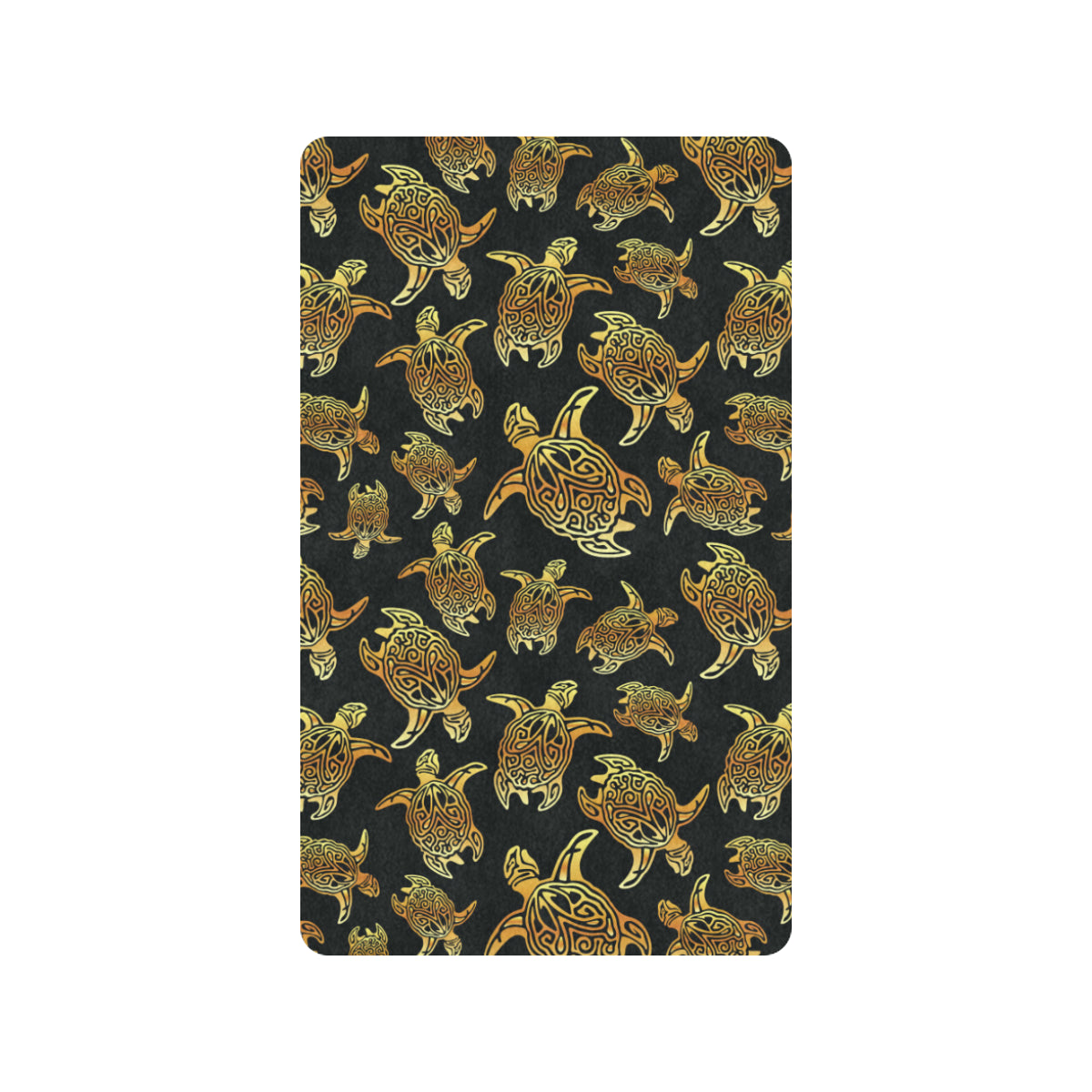 Gold Tribal Turtle Polynesian Themed Rubber Doormat