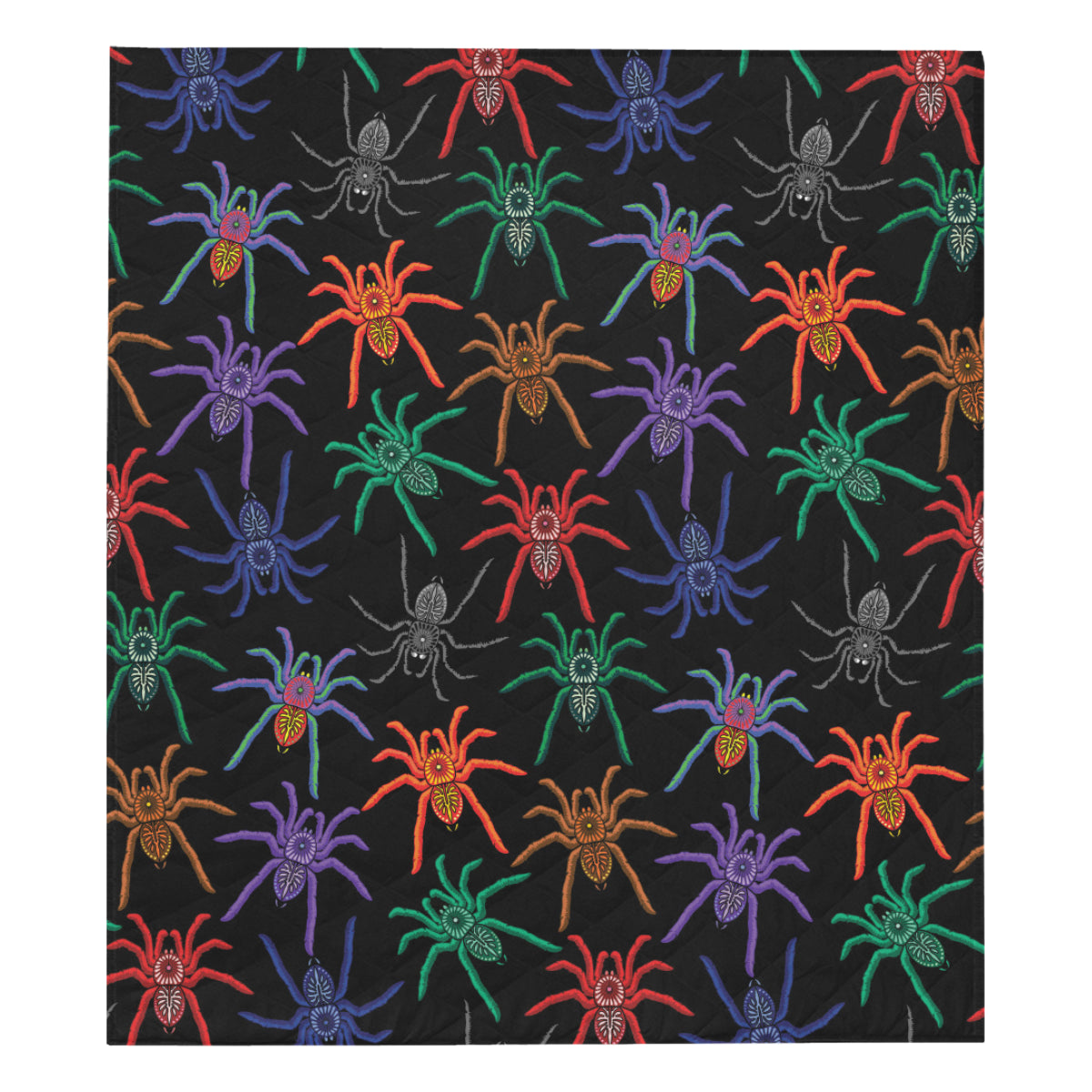 Tarantula Neon Color Pattern Print Design 03 Premium Quilt