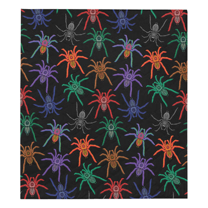 Tarantula Neon Color Pattern Print Design 03 Premium Quilt