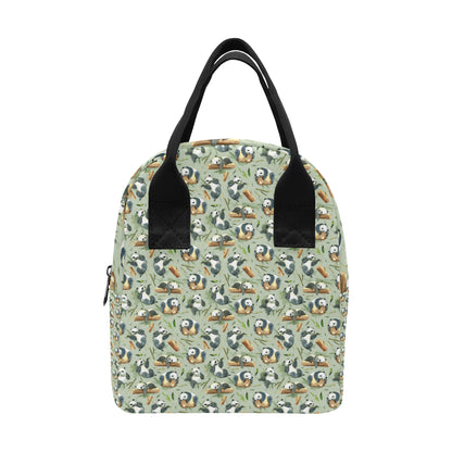 Panda Bear Design Bamboo Print Insulated Lunch Bag