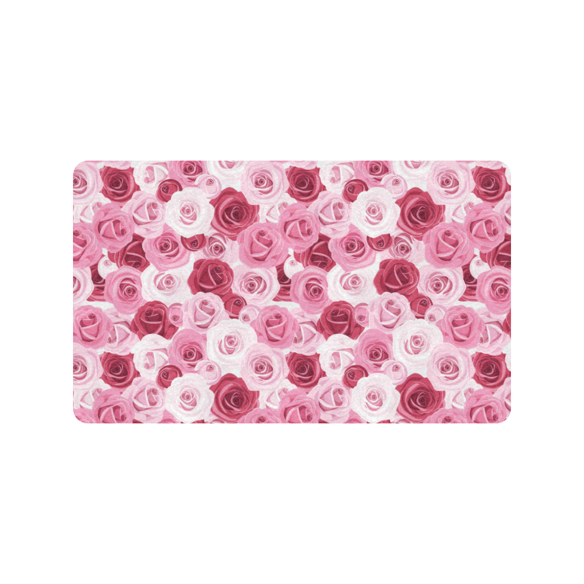 Pink Red Rose Pattern Print Rubber Doormat