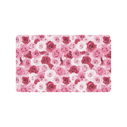 Pink Red Rose Pattern Print Rubber Doormat