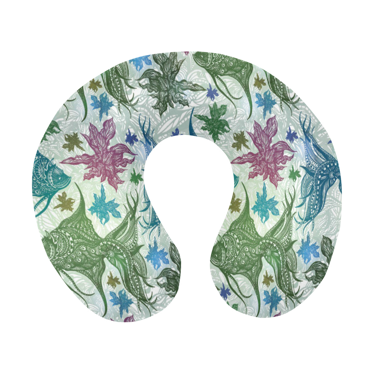 Angelfish Tribal Pattern Print Design 01 U-Shaped Travel Neck Pillow