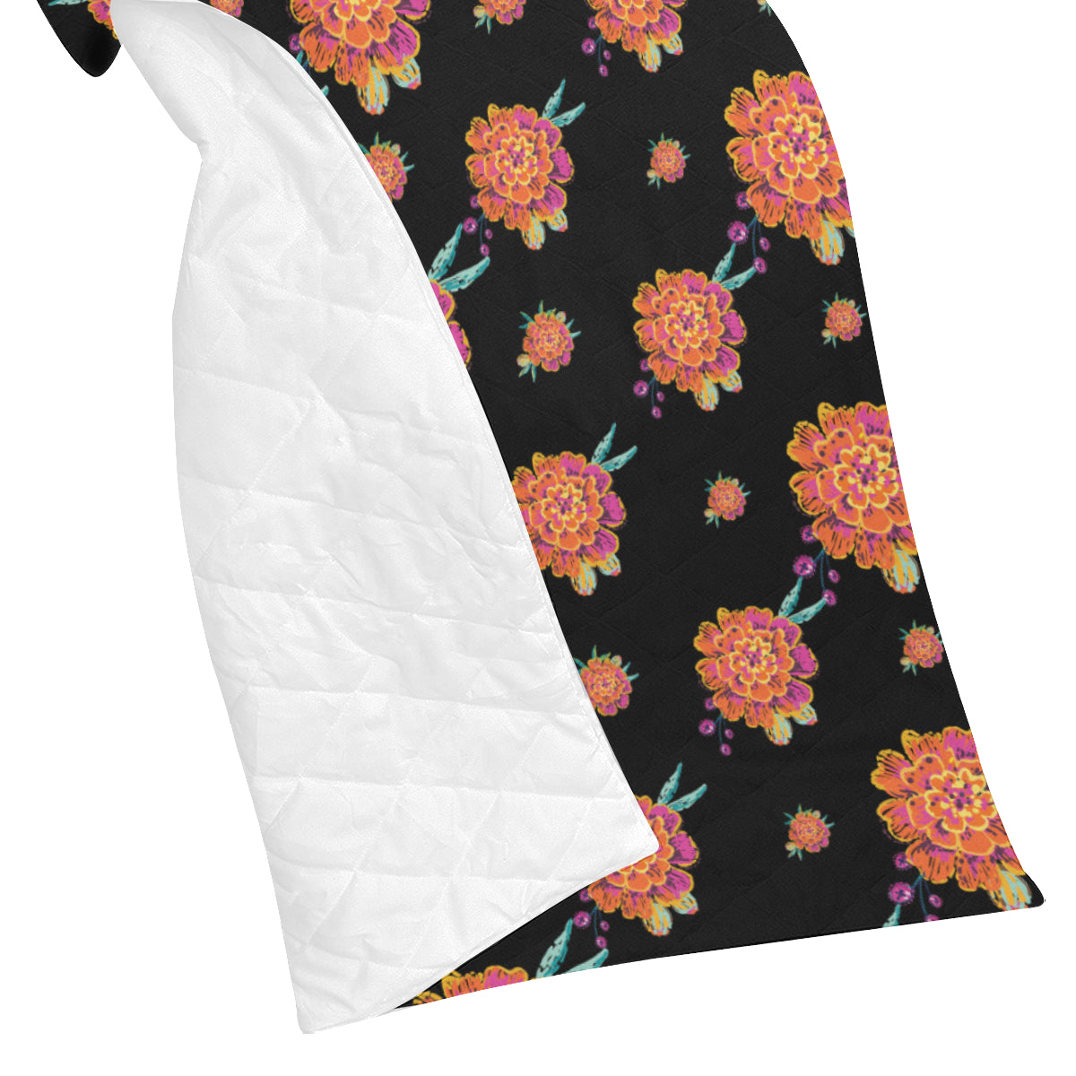 Marigold Pattern Print Design 01 Premium Quilt