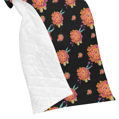 Marigold Pattern Print Design 01 Premium Quilt
