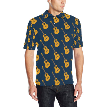 Acoustic Guitar Pattern Print Design 04 Men Polo Shirt