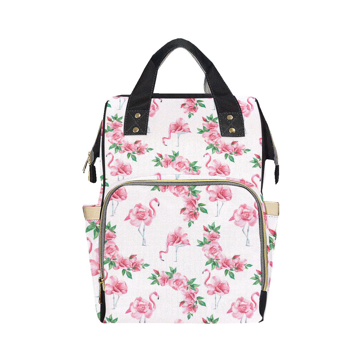 Flamingo Rose Pattern Diaper Bag Backpack