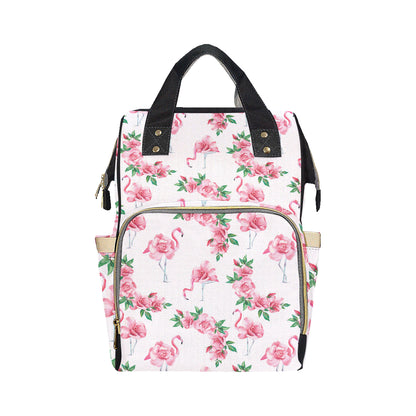 Flamingo Rose Pattern Diaper Bag Backpack