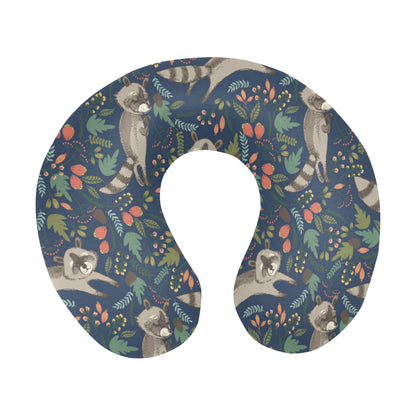 Raccoon Pattern Print Design A02 U-Shaped Travel Neck Pillow