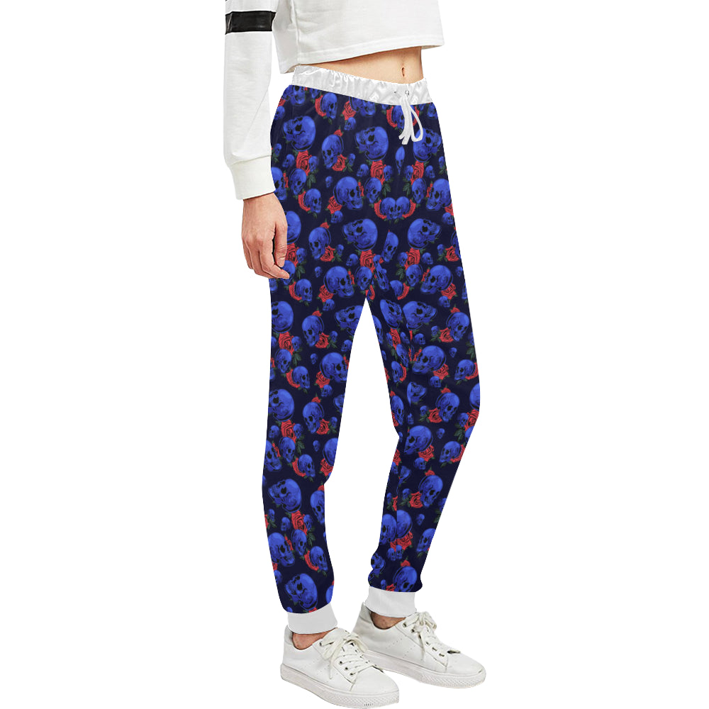 Skull Roses Neon Design Themed Print Unisex Sweatpants