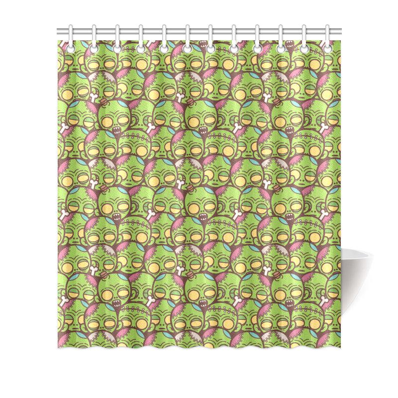 Zombie Head Design Pattern Print Shower Curtain