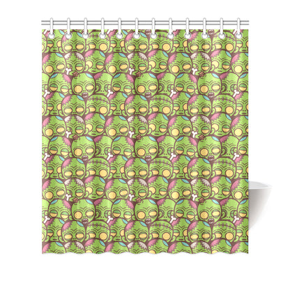 Zombie Head Design Pattern Print Shower Curtain
