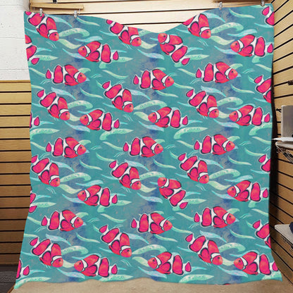 Clownfish Pattern Print Design 02 Premium Quilt