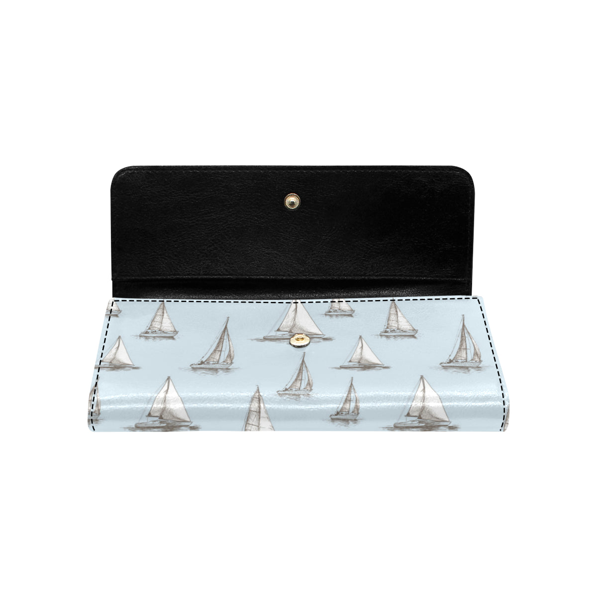 Sailing Ships Pattern Print Design A01 Women's Trifold Wallet