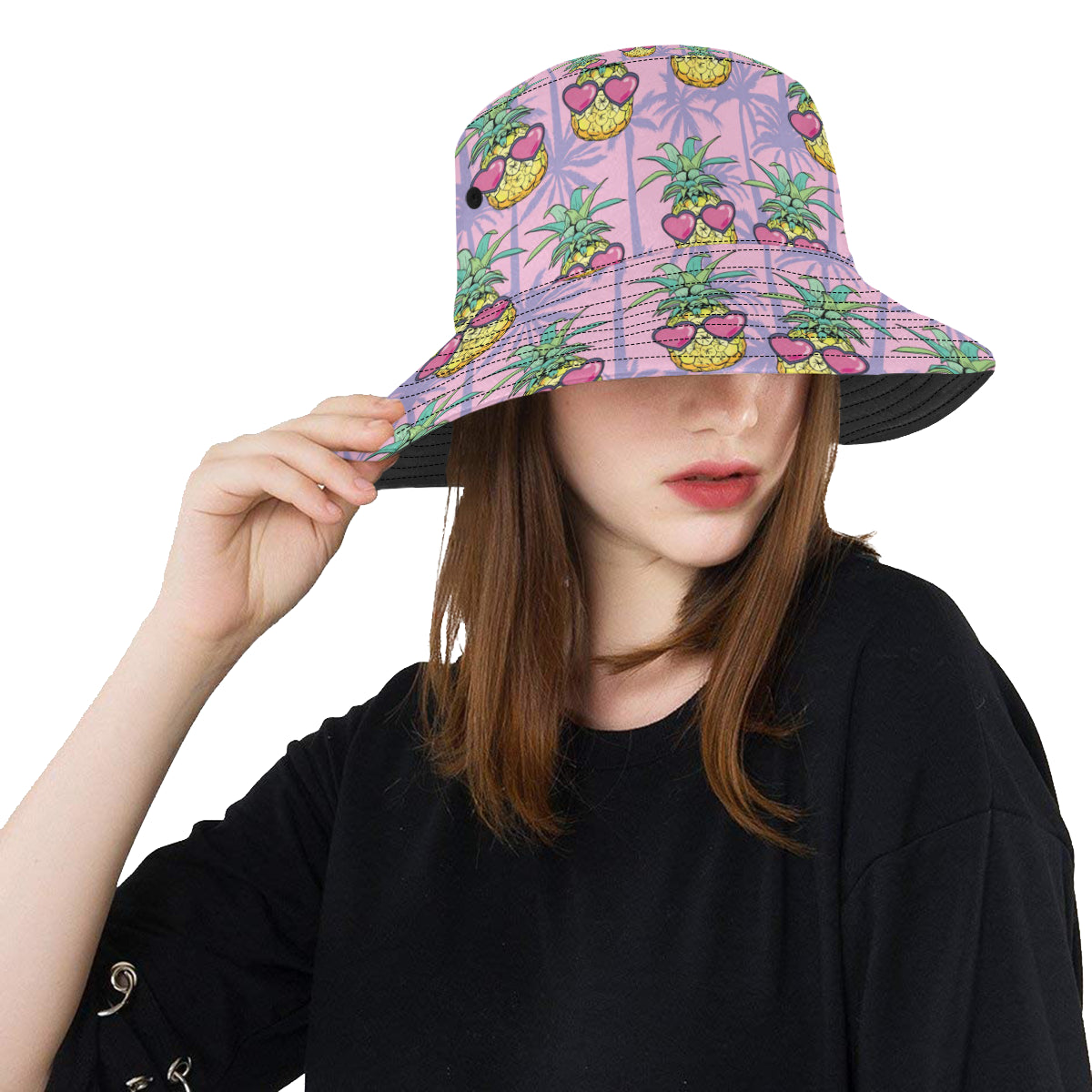 Pineapple Pattern Print Design PP06 Unisex Bucket Hat