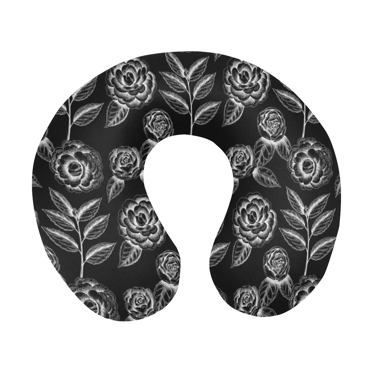 Camellia Pattern Print Design 02 U-Shaped Travel Neck Pillow