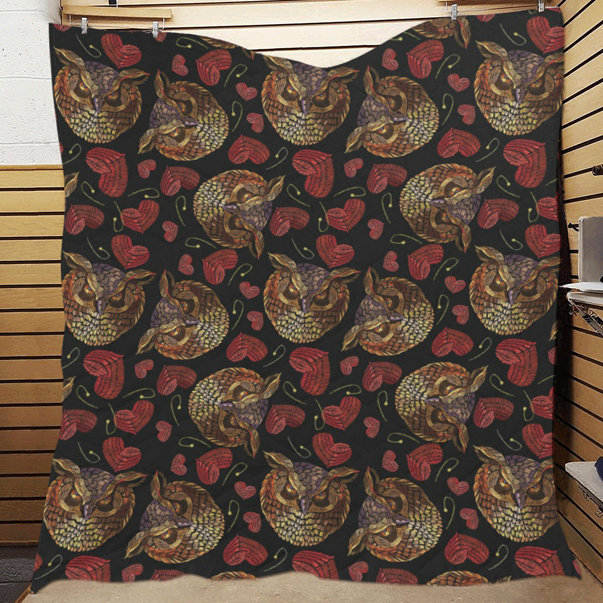 Owl Pattern Print Design A08 Premium Quilt