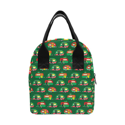 Camper Camping Christmas Themed Print Insulated Lunch Bag