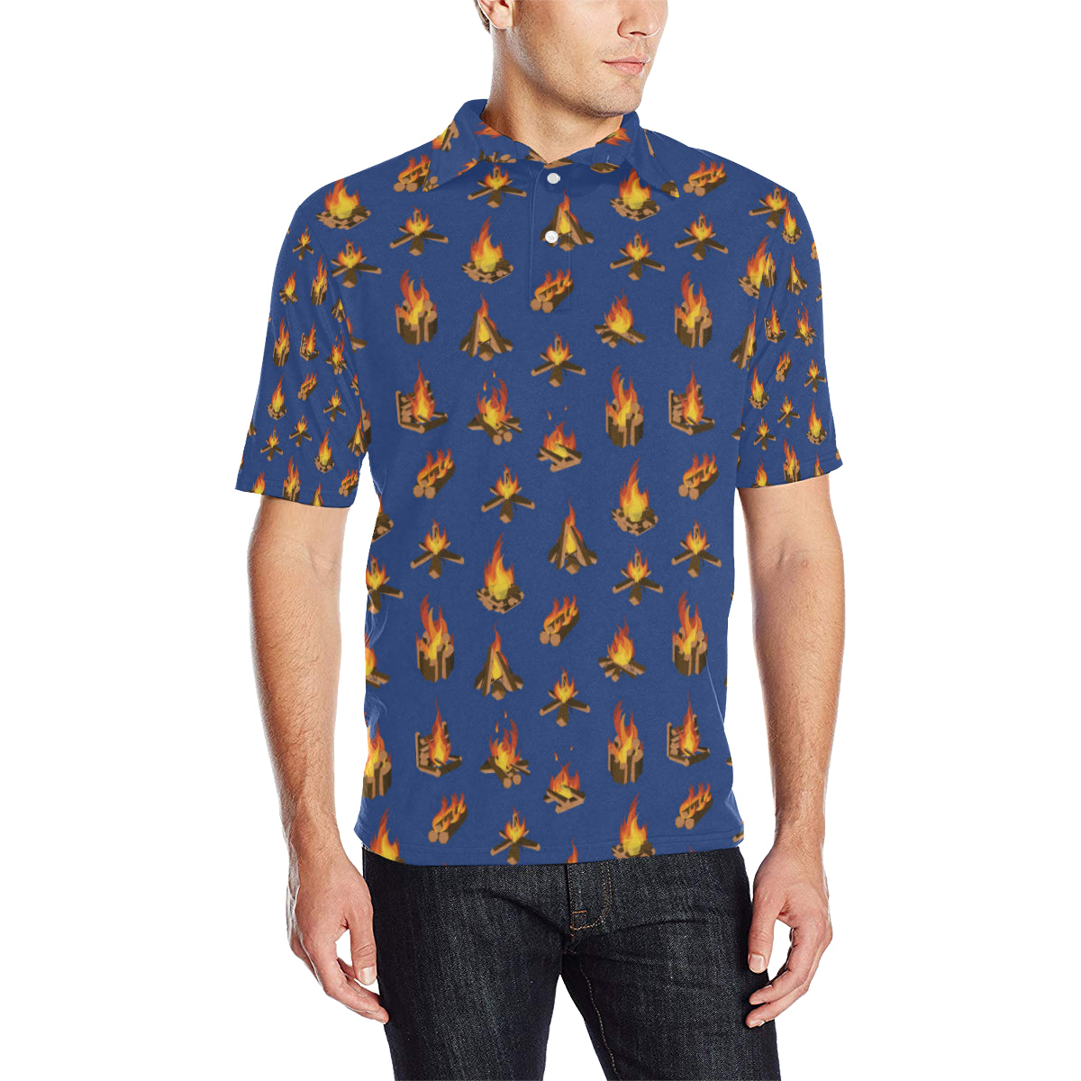 Campfire Pattern Print Design 03 Men Polo Shirt
